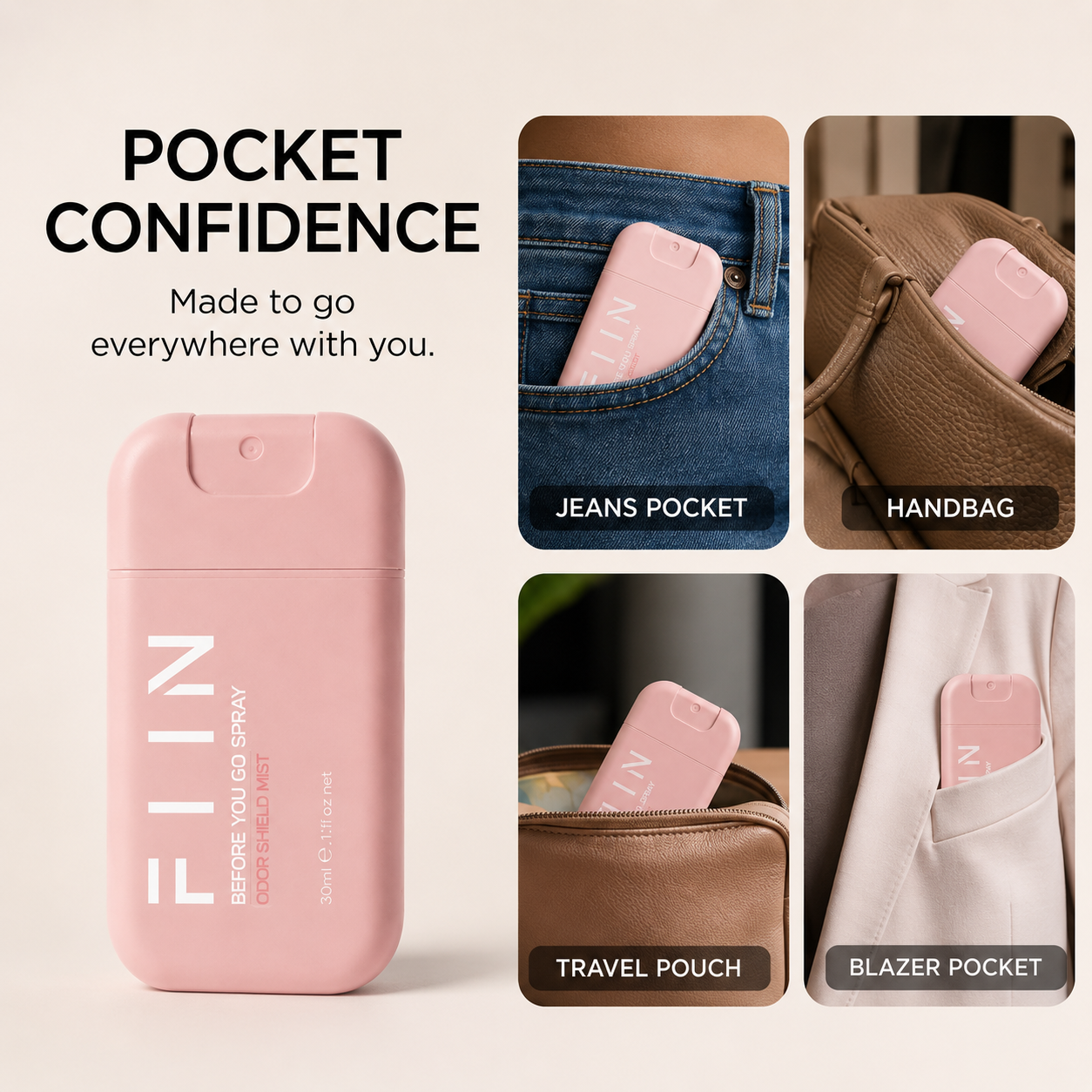 FIIN Before You Go Spray — Pink (30ml) | Odor Shield Mist