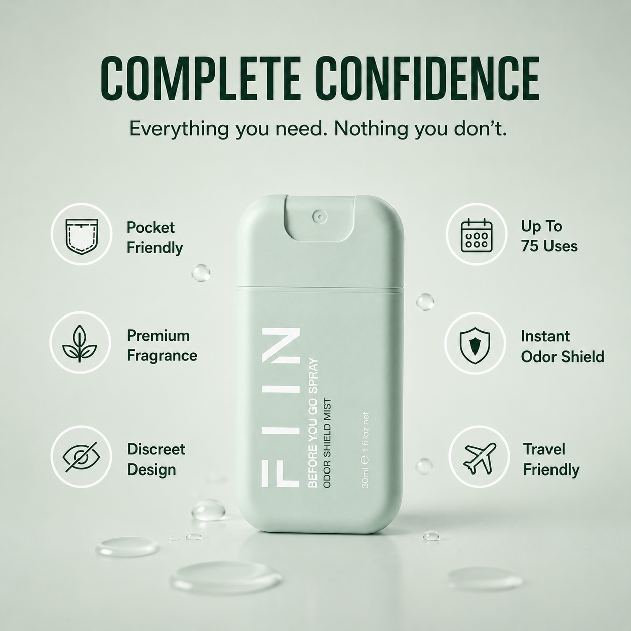 FIIN Before You Go Spray — Sage Green (30ml) | Odor Shield Mist