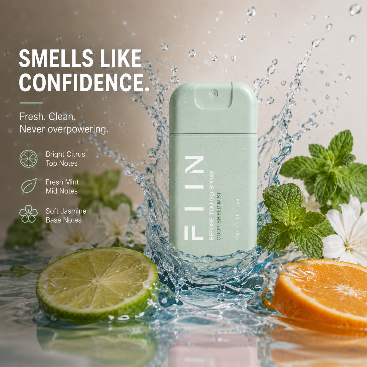 FIIN Before You Go Spray — Sage Green (30ml) | Odor Shield Mist