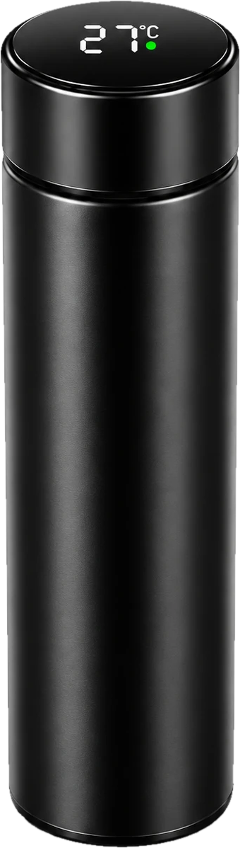 Smart Temperature Bottle in Black, lid display showing the temperature – Black